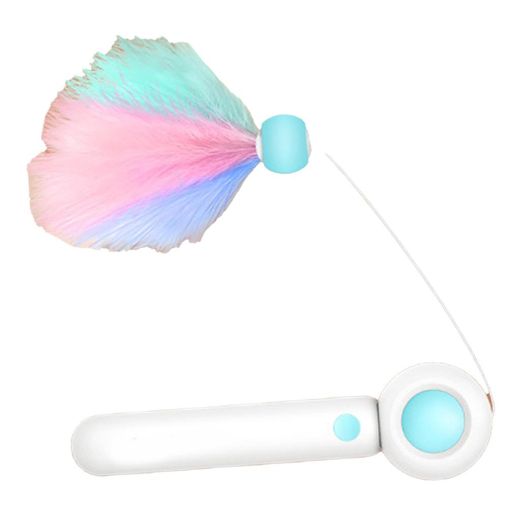 Retractable Cat Wand Attract Attention Cat Teaser Wand Toy Cat Interactive Toy for Exercise Blue