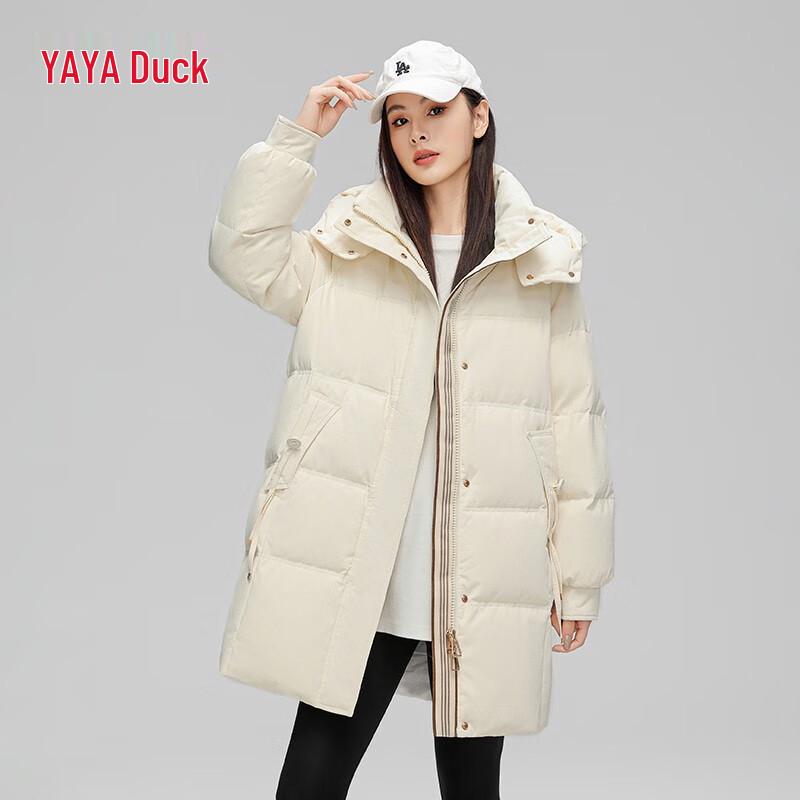 Yaya Damen 2025 Winter Mittellange Kapuzen-Daunenjacke