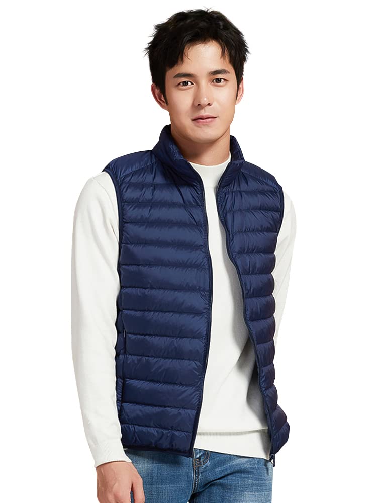 MDMYXJP Ultralight Down Cold Lightweight Puffer Compact MD107 Men's Vest, Warm, Weather, Vest, Storage, (JP, Alphabet, XL, Gray)