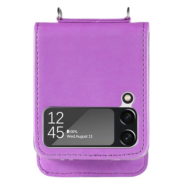 

Для Samsung Z Flip4 Карман для карт Модный кожаный чехол для Samsung Galaxy Z Flip 4 Flip4 Flip3 Flip 3 Телефонный ремешок Функция бумажника for Samsung Z Flip фиолетовый