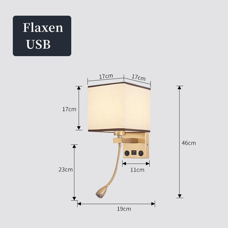LED Wall Lamp with USB Port Charging Spotlight Fabric Wall Sconce Lighting for Hotel Bedroom Bedside Reading Decor E27