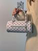 2025 Polka Dot High-End Color Block Cylinder Handbag - Versatile, Fashionable, Compact for Commuting