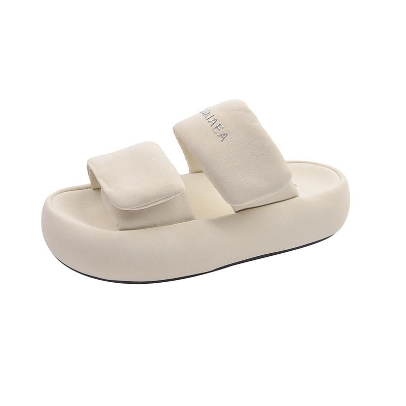 Bread slippers women wear Velcro thick-soled flip-flops summer new lazy beach sandals