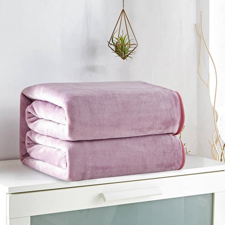 Custom Microfiber Flannel Fleece Blanket Throw Fleece Bed Blanket Knit Solid Color Cashmere Travel Blanket