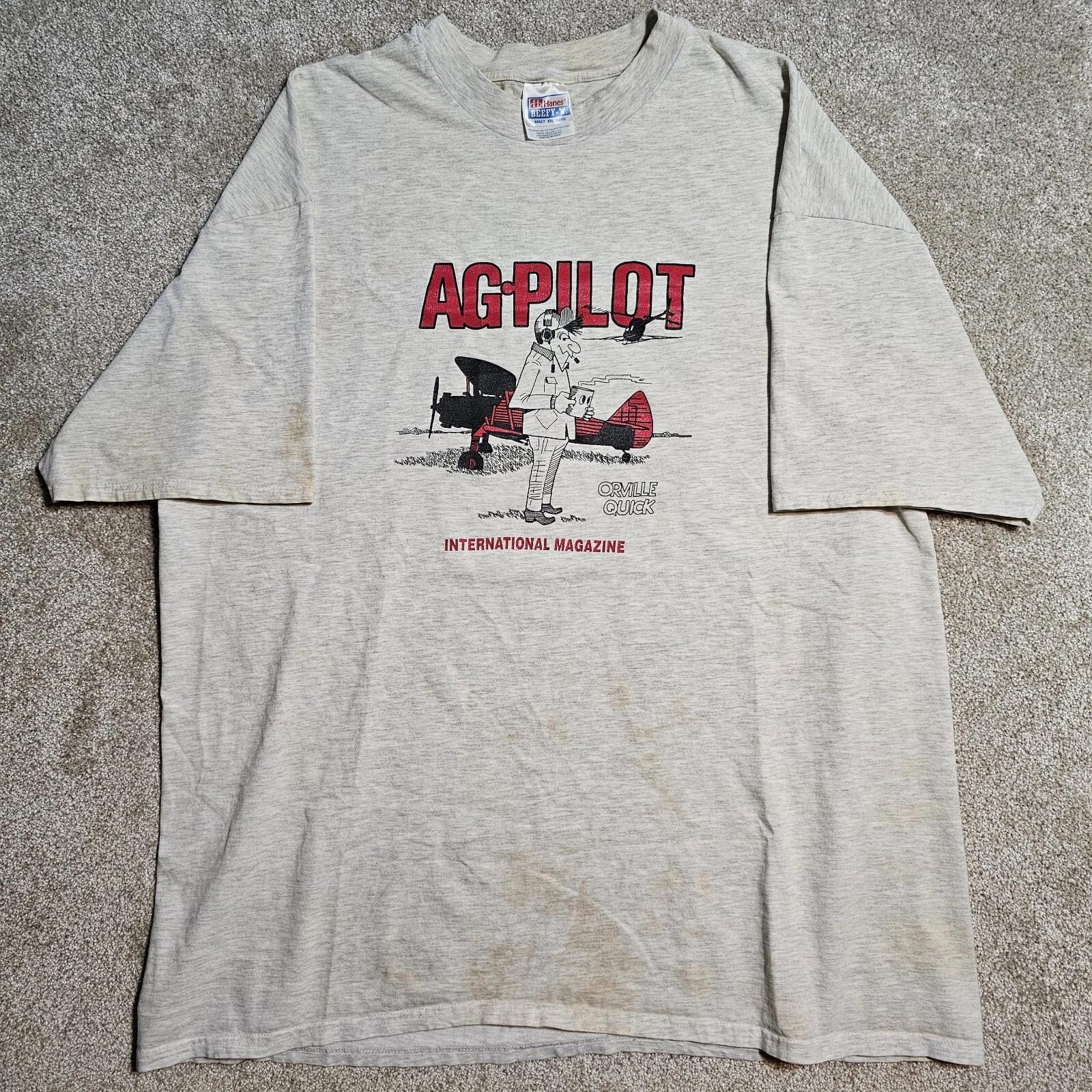 

Vintage 90s AG Pilot Magazine Wright Brothers T-shirt Mens 2XL Dadcore Farm Punk S