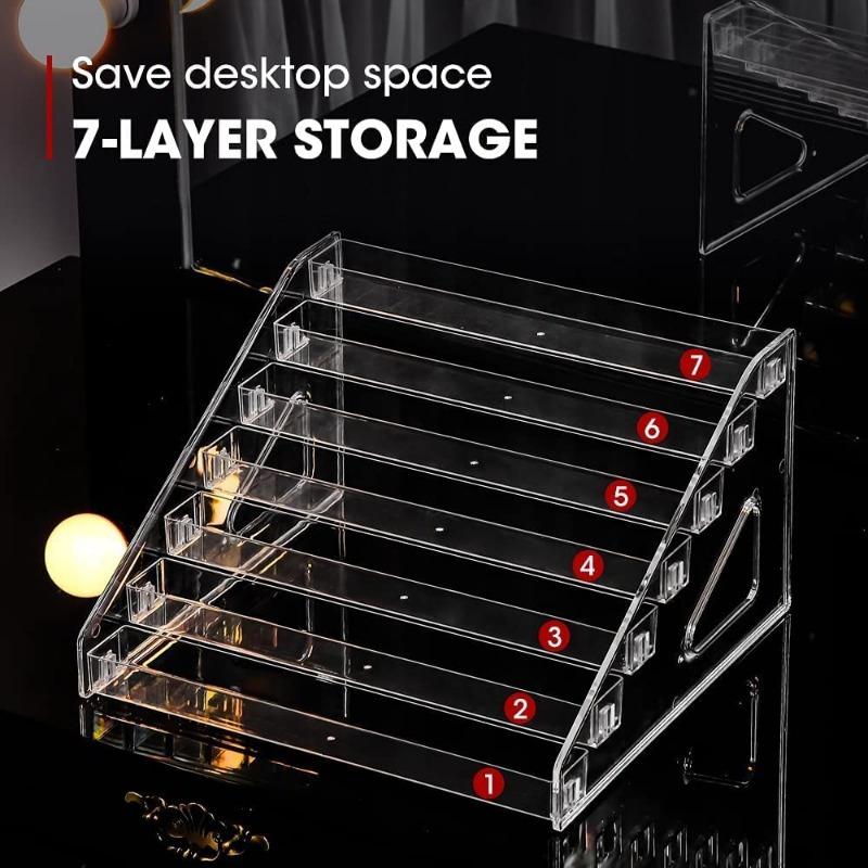 

1pc 7 Tier Acrylic Nail Polish Organizer, Countertop Display Rack for Paints, Essential Oils, Makeup , Clear Storage Holder прозорий
