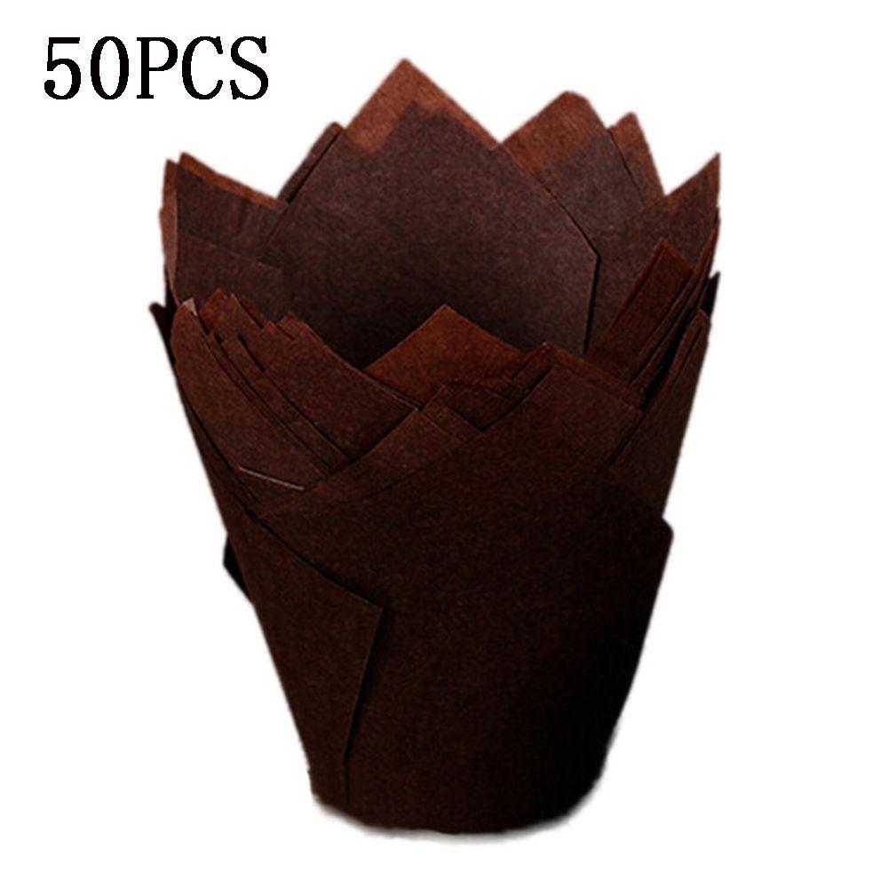 Bakeware Resistance High Temperature Liners Pastry Baking Paper Cups Tulip Shape 50Pcs/Set Cake Cup