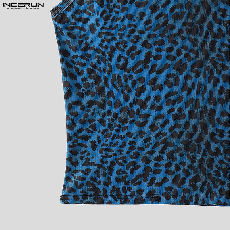 INCERUN Men Sleeveless Print Casual Fitted Tank Tops Sport Gym Basic Vest
