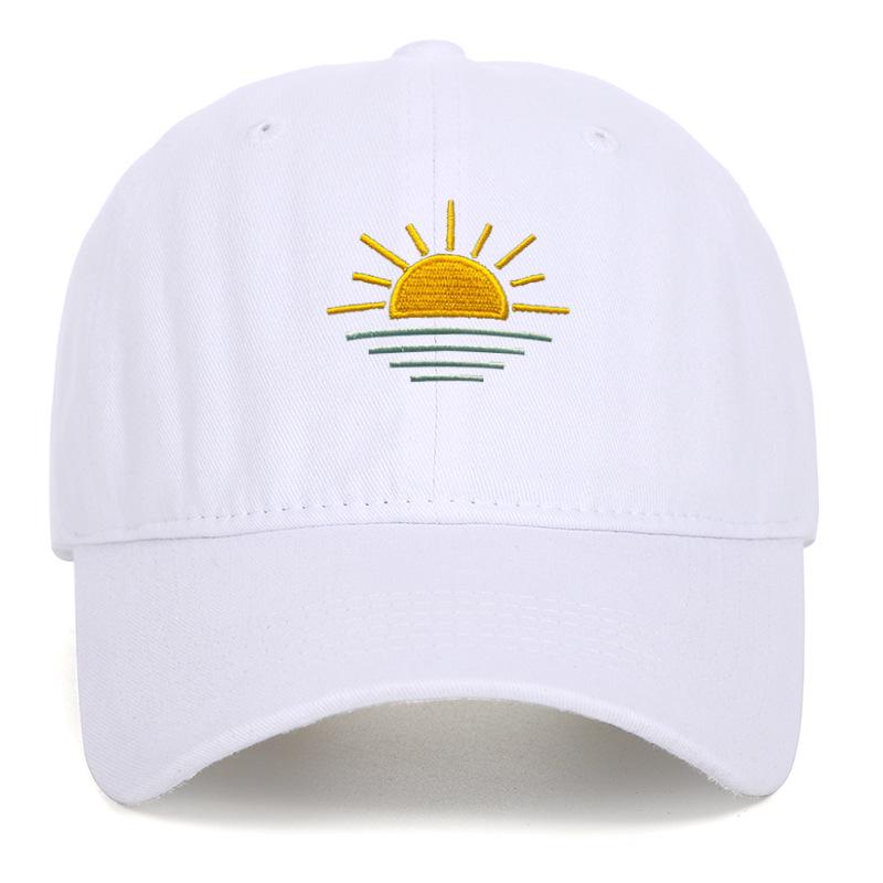 Unisex Vintage Washed Baseball Cap - Embroidered Beach Sunrise, Breathable & Sun Protective for Summer Outdoor Activities