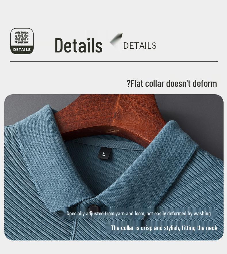 Men's Solid Color 100% Cotton Polo - Short-Sleeve, Summer Casual Lapel Top for Middle Age