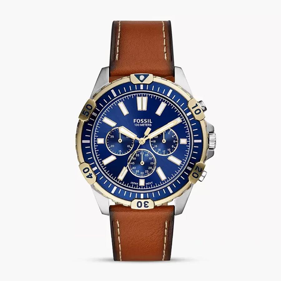 

Men s Quartz Leather Three-Hand Watch Stainless Steel Case/Scratch Resistant Glass FS5625