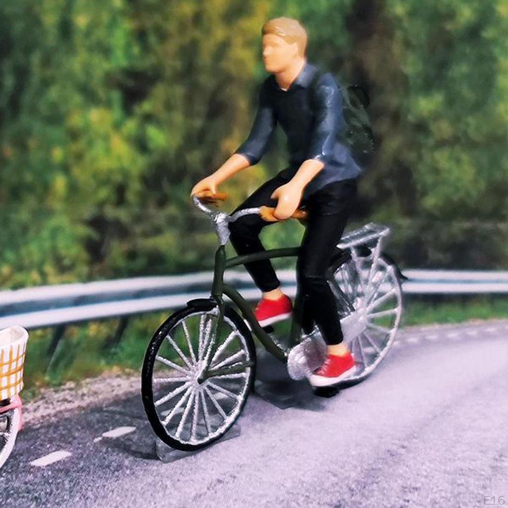 1/64 Scale People Figurines Miniature Bicycle Model DIY Diorama Table Decoration
