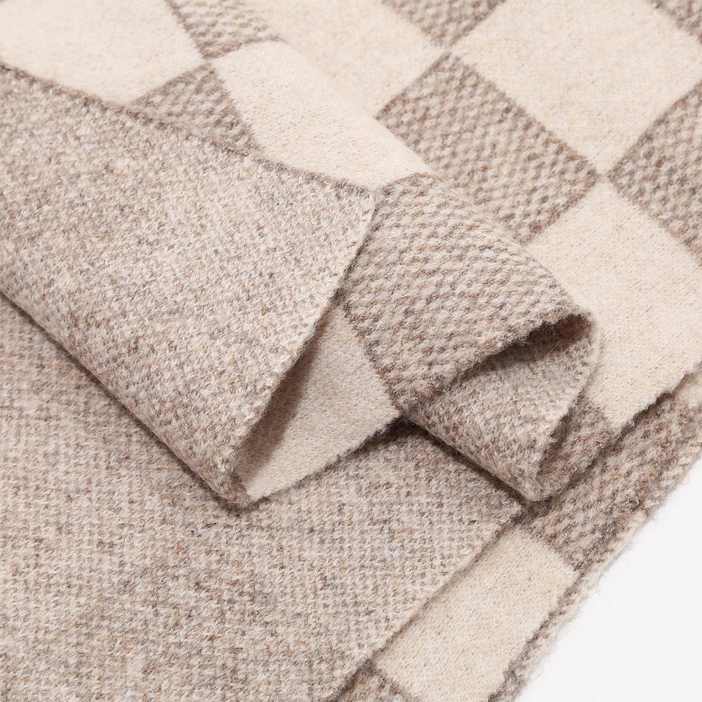 Unisex Vintage Kockás Kalap, Sál és Kesztyű Szett, 3 Részes Téli Kiegészítő Ppároknak