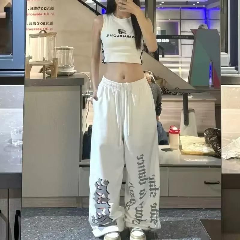 Retro Y2K Women's And Kids Wide Leg Track Pants Dance Baggy Joggers pants Trendy Print Letter Design Versatile