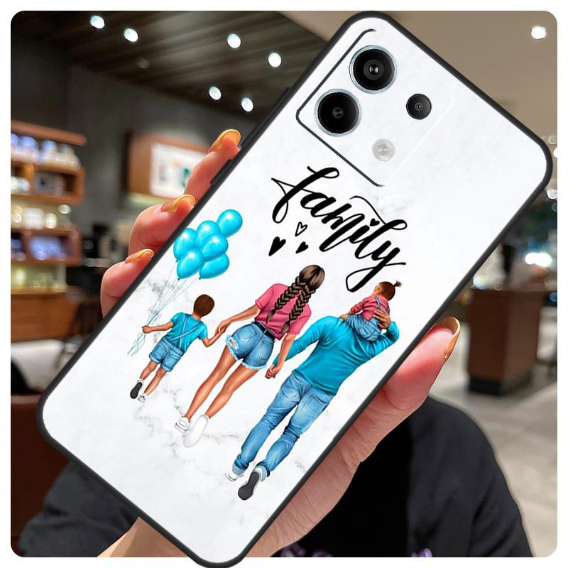 Baby Mother Brown Girl Family Case For Xiaomi Redmi Note 12 9 10 11 13 14 15 Pro Plus Cover For Redmi 13C 12C 10C 14C 15 C
