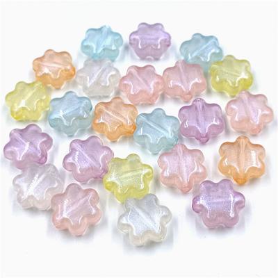 Creative Acrylic Loose Beads Fashion Beading Material Jewelry Making Bracelet 10pcs Fluorescent 6 Petal Flower Earrings for Necklace