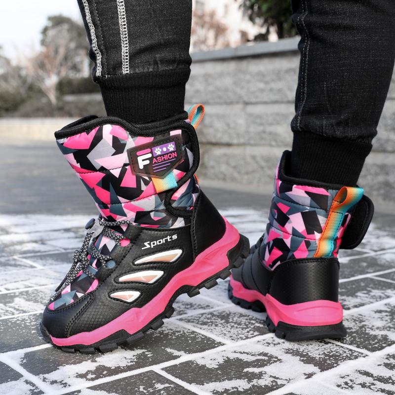 Детская зимняя плюшевая теплая спортивная обувь с высоким берцем из хлопка — фото 20