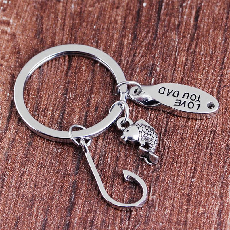 Father's Day Gift Keychain Hook Fish Love You Dad Keyring Key Chain Jewelry _7 Father's Day Gift Keychain Hook Fish Love You Dad Keyring Key Chain Jewelry _7