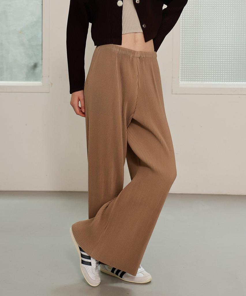 Waiowai Basic Straight Pleated Pants_Mocha