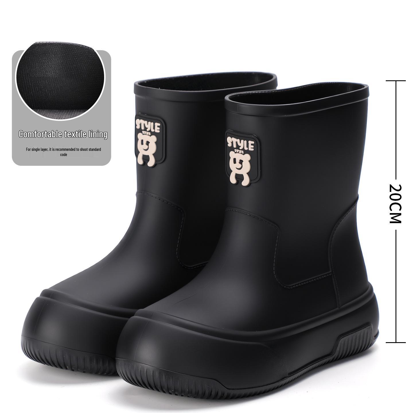 

Женская мода 2025 Водонепроницаемые резиновые сапоги - Теплые, Короткие, Толстая подошва, Мягкая резиновая обувь 37