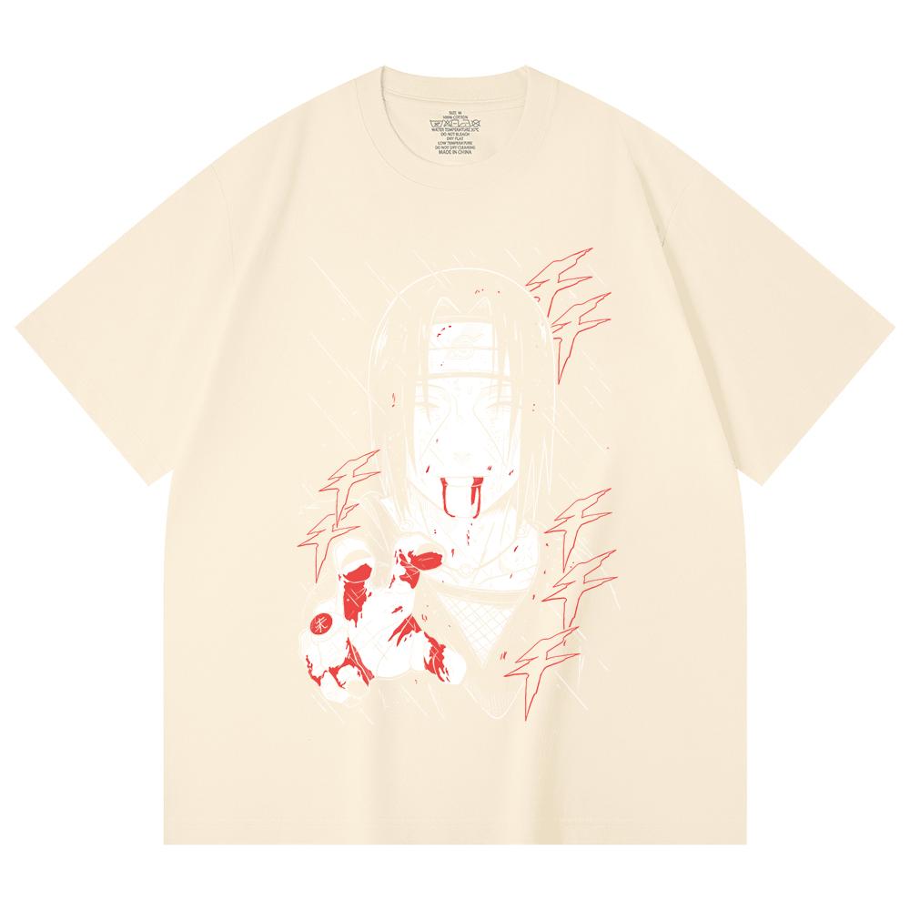 230 Gsm 100% Cotton Naruto V4 Itachi Print Unisex Heavy Cotton T Shirt XS абрикосовый