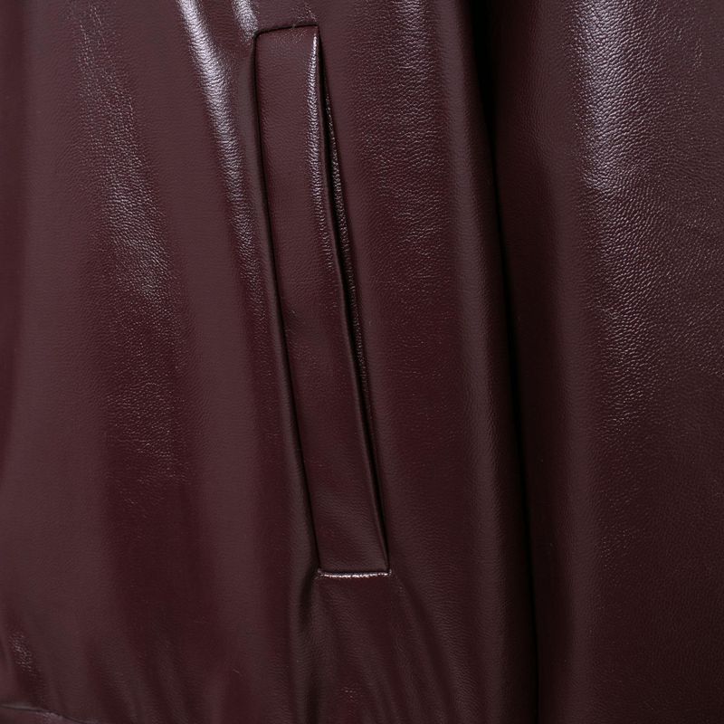 Kaslead New Arrival Women's Clothing Fashion Style Minimalist Casual Retro Polo Collar Solid Color Pu Zipper Jacket