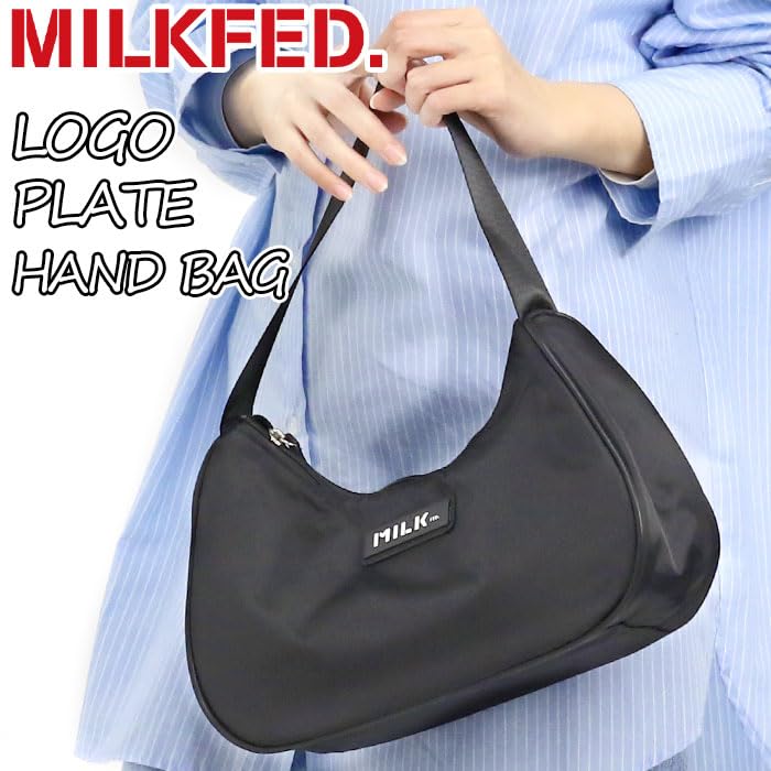 Milkfed Women's Logo Plate Handbag Tote Bag, Black