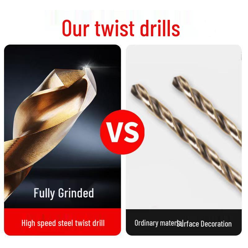 Zestaw wierteł krętych HSS z chwytem sześciokątnym pokrytych tytanem - Wysoka wydajność usuwania wiórów do drewna i metalu