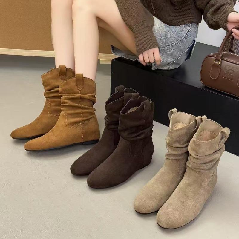 Flat-bottomed wasteland short boots women's summer new Martin boots stacking boots autumn and winter western cowboy boots