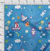 oneOone Cotton Flex Blau Stoff Kinder Nähen Material Druck Stoff Meterware 40 Zoll