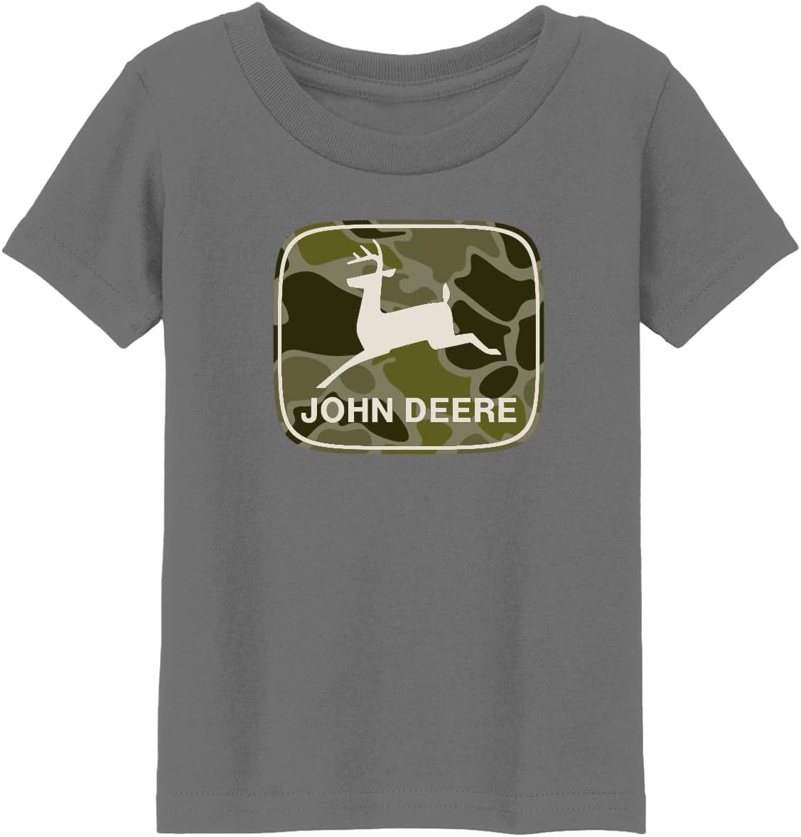 John Deere Kids Boys Camo Logo Short Sleeve Tshirt Charcoal Gray M