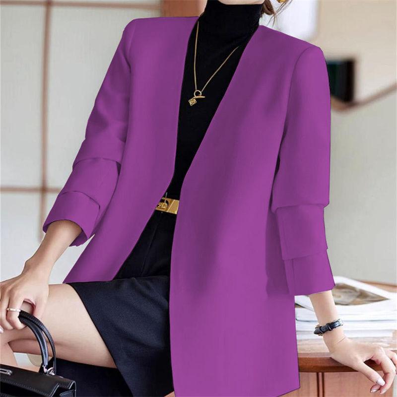 

Изящный и стильный пиджак фиолетового цвета для женщин в повседневном стиле на весну и осень XXXL фиолетовый