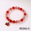 Elegant Handmade Beaded Semi-Precious Stone Bracelet with 18K Copper-Plated Heart LOVE Pendant