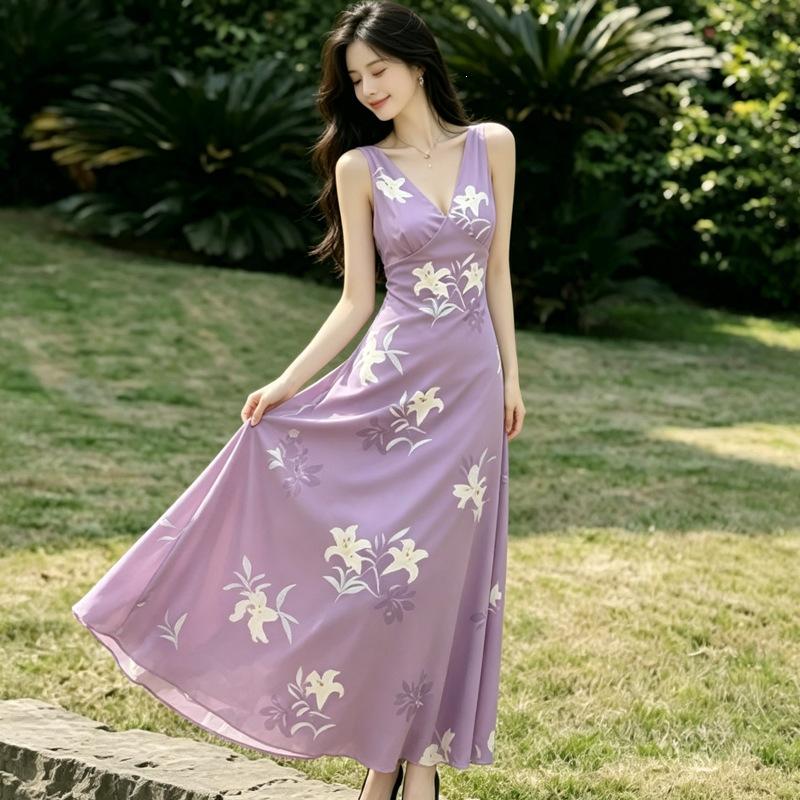 Unique and Super Good-looking Design Long Dress for Women 2026 Summer New Holiday Style Korean Elegant Dress for Women