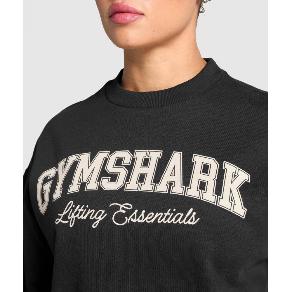 Gymshark Mikina Lifting Essentials Graphic Brushed Oversized Black B3c1i Bb2j