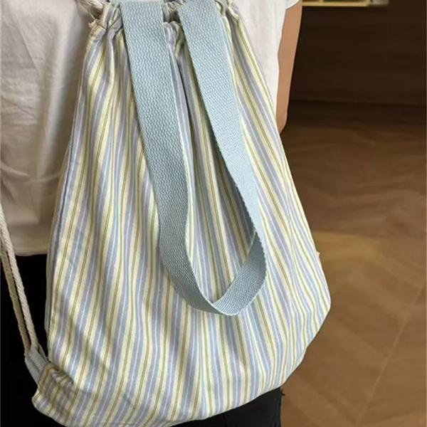 WTEMPO Striped Printed Versatile Canvas Backpack Outdoor Sports Bags Mommy Bags Large Capacity Lightweight Travel Single Shoulder Bags