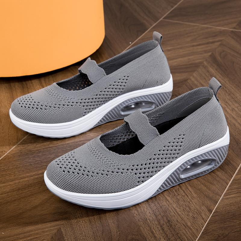 Fliegende gewebte Schaukel Schuhe Damen Fußabdeckung dicke Sohle erhöhend Luftpolster neue Freizeitschuhe Mesh atmungsaktive lässige Damenschuhe
