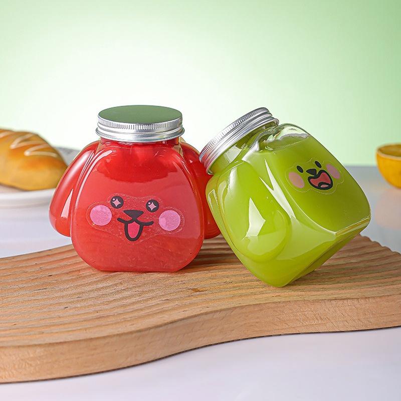 1Pc 350Ml Cute Dog Pet Bottle Clear Milk Tea Bottle Water Bottle Portable Coffee Juice Cold Drinking Cup Drink Bottle