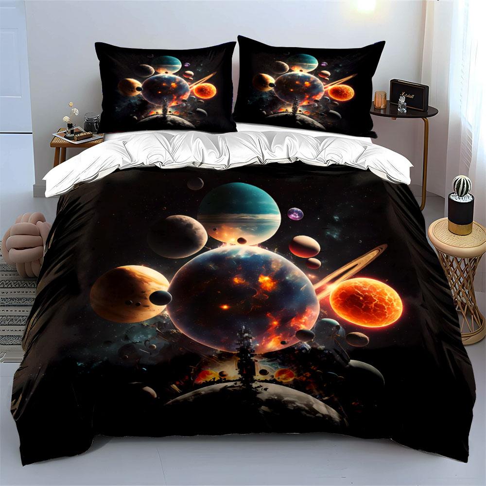 Space Universe Art Three-Piece Soft Comfortable Duvet Cover Bedding Set Included 1*Duvet Cover & 2*Pillowcases, Gift