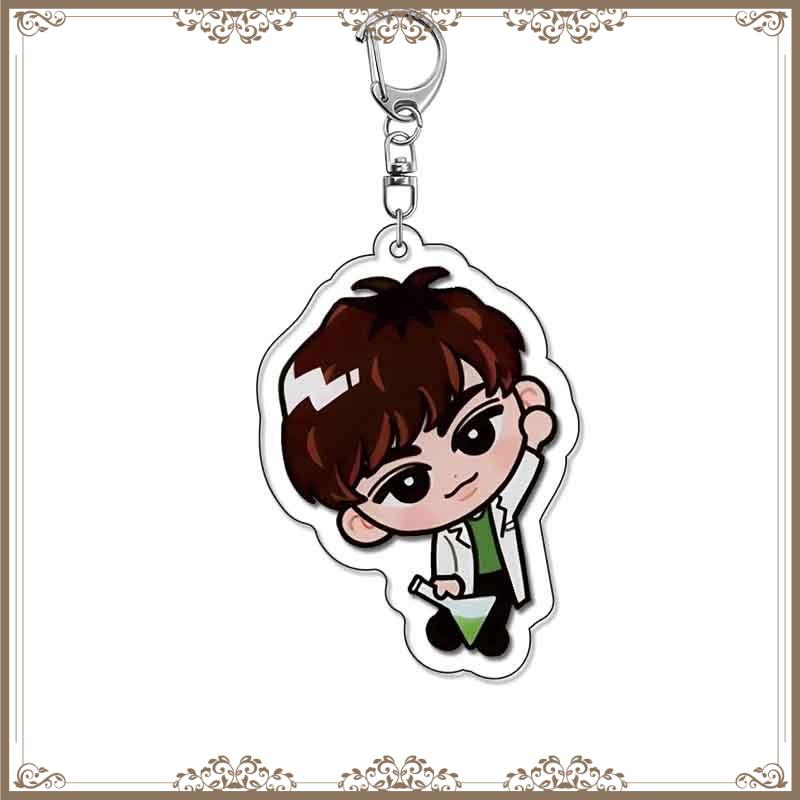 Korean Pop Stars Plastic Keychain Cute Q Type Cartoon Idols Baji Bag Tag Decorative Keyrings Trendy Gift