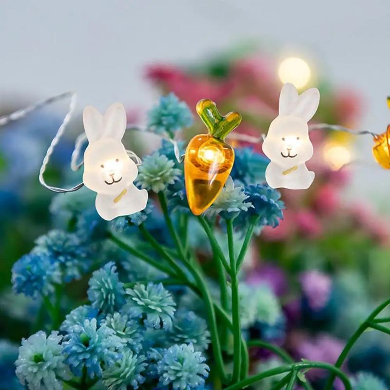 New Easter LED Bunny String Lights Easter Decoration For Home Carrot Rabbit Fairy Light Supplies Happy Easter Gifts Party Favor