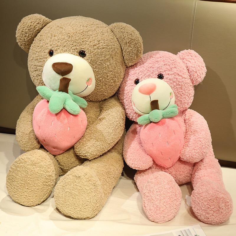 Pink Strawberry Bear Doll Large Strawberry Teddy Bear Plush Toy Doll Girl Sleeping Doll Bear Pillow