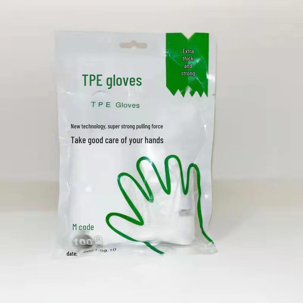 Transparent Thickened TPE Disposable Gloves, Food-Grade and Durable, Pull-Out Type for Household Use