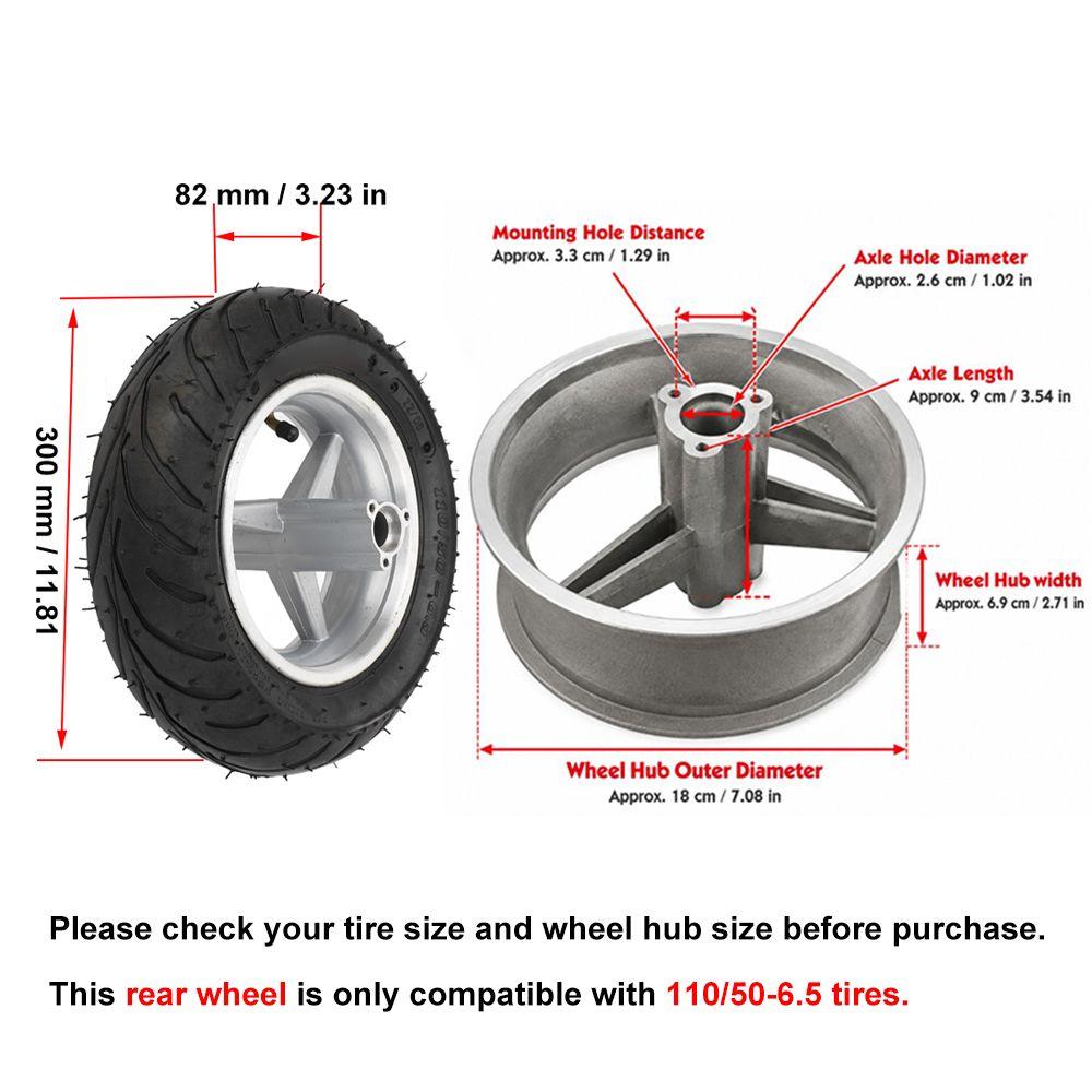 Shockproof Mini Bike Rear Wheel 110/50-6.5 Pocket Bike Replacement Wheel 49CC Mini Pocket Bike