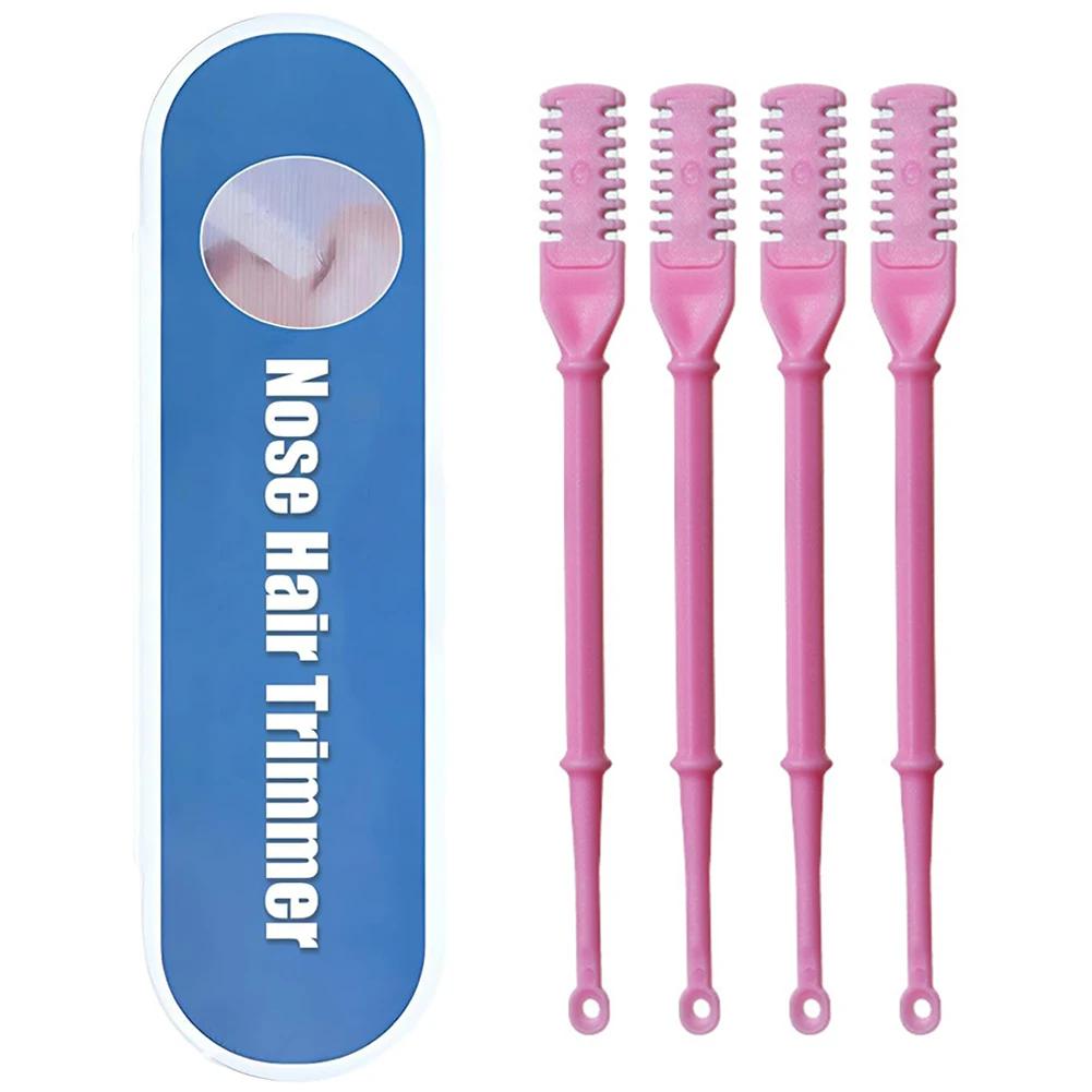 

4 шт. Нож для удаления волос в носу, вращающийся на 360 градусов, ручной инструмент для удаления волос в ноздрях, двухстороннее лезвие для мужчин и женщин розовый