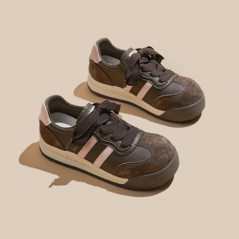 2025 autumn new platform German training shoes women's brown sports board shoes design sense retro casual Forrest Gump dad shoes