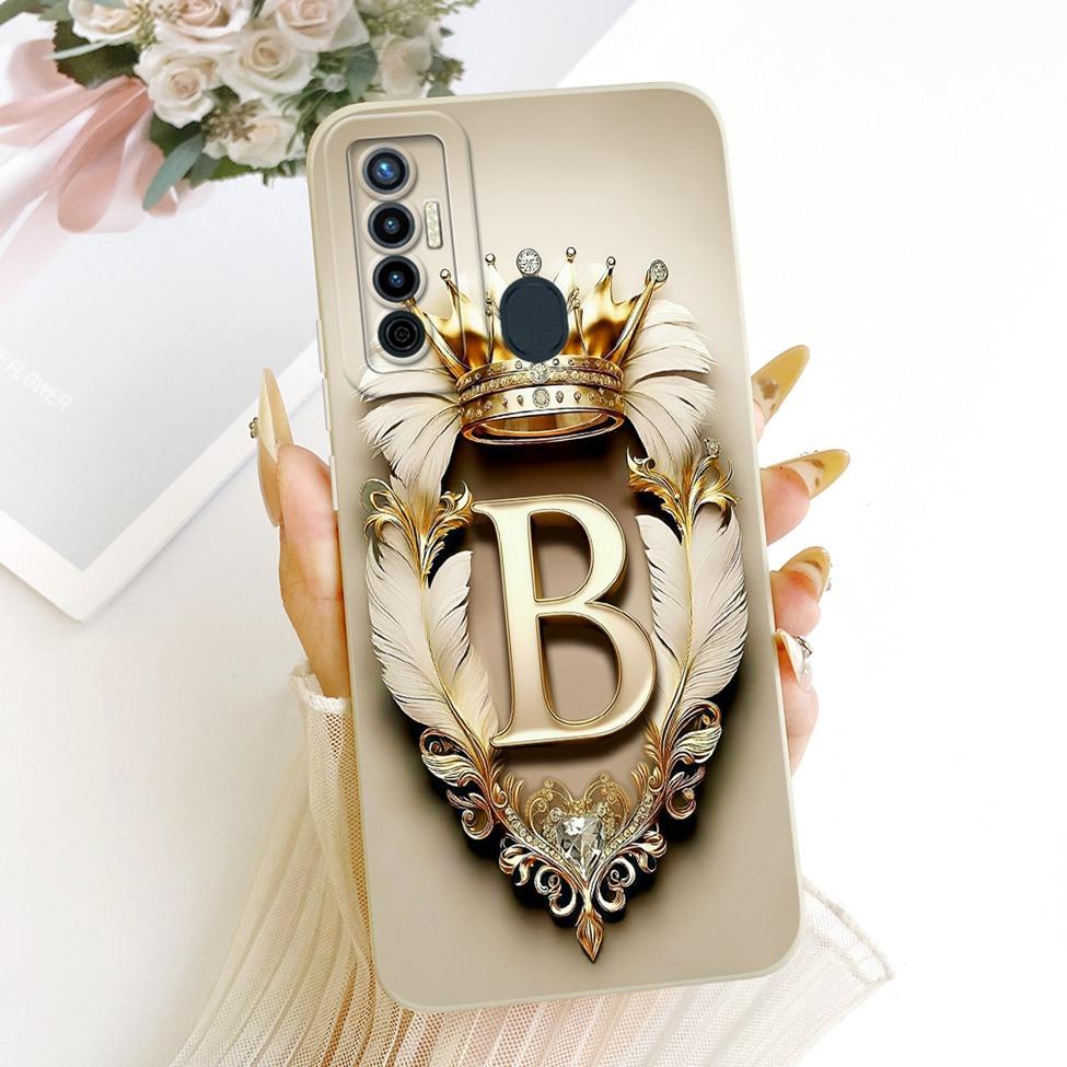 For Tecno Camon 17 CG6 CG6j Case For Techno Camon 17 Cover Luxury A-Z Letters 2D Painted Silicone Casing
