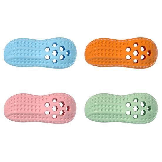 Dog Treat Dispenser Toy Squeaky Peanut Shape Dog Chew Toy Interactive Treat Dispensing Toy for Dogs Teeth Cleaning Mental Stimulation