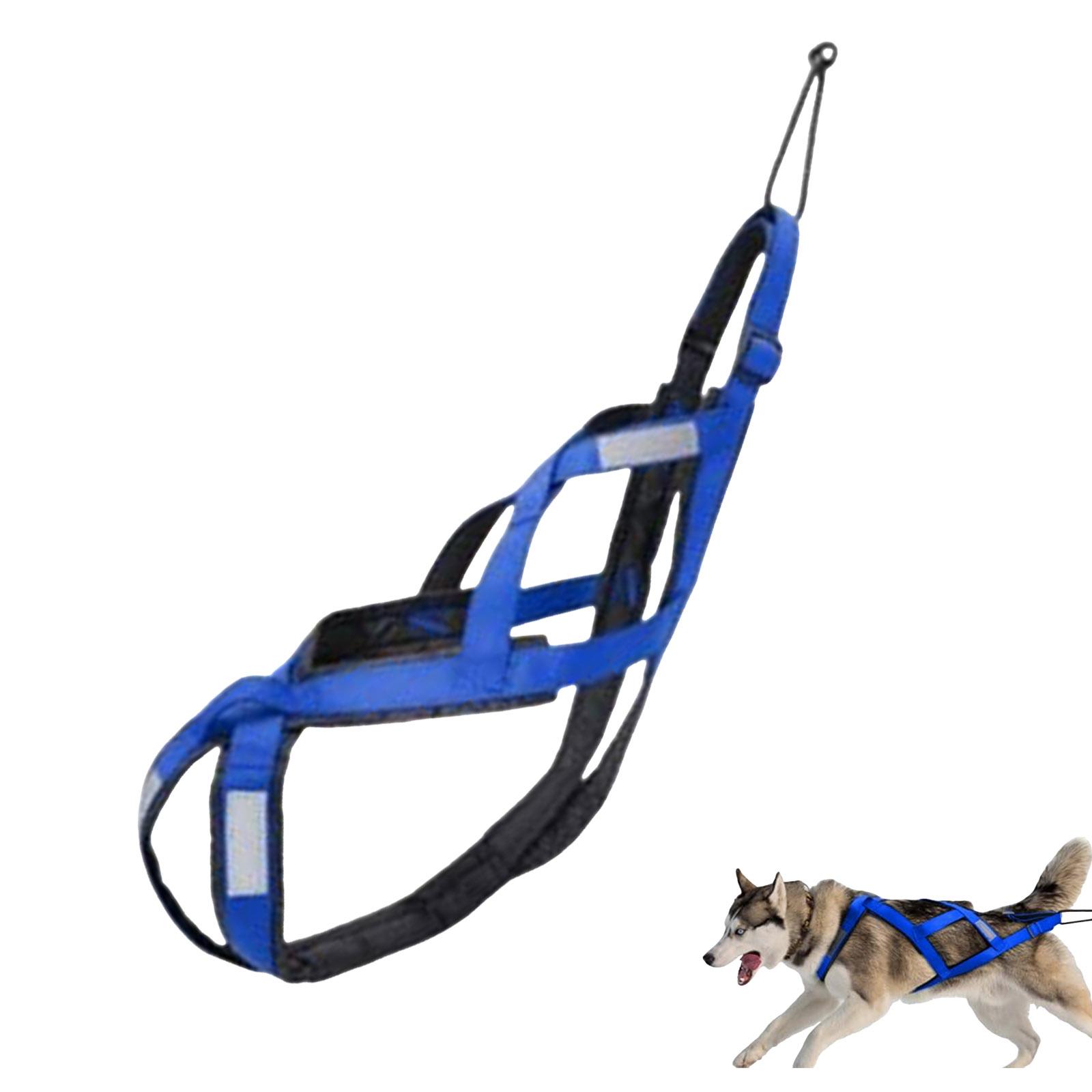 Sled Dog Harness Dog Sled Harness Pet Weight Pull Sledge Harness Mushing X Back Harness For Large Dogs Dog Accessories Sewing (Blue,One Size) синий