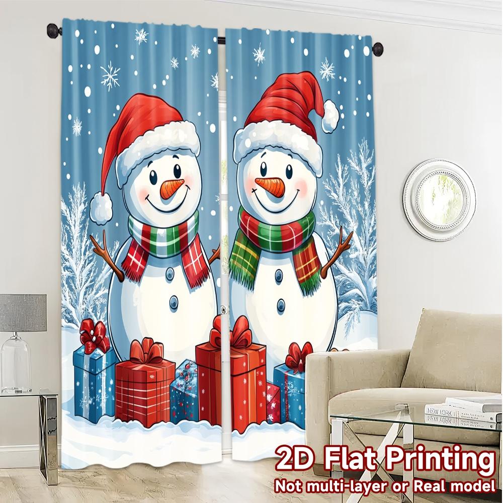 2pcs,Curtains Cute Snowmen Christmas Winter_a Contemporary Popular Curtains Versatile Polyester Curtains Decorations Outdoor Use